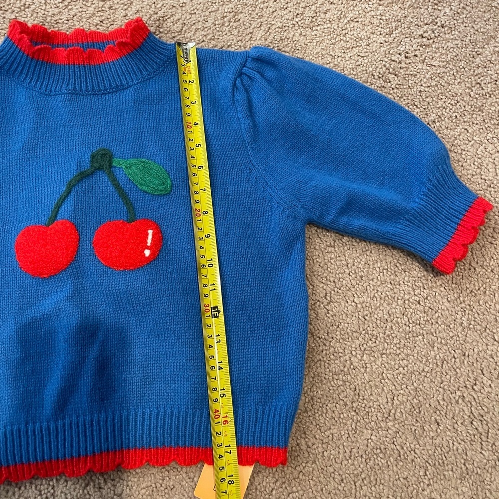 FOREVER 21 Junior Knitted Puff Sleeve Cherry crop Top - Picture 6 of 8